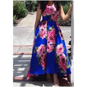 Blue & Pink floral prom dress with pockets!!💙💖